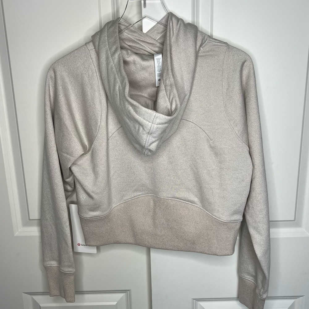 New Lululemon Loungeful Cropped Hoodie Spark 4 Beige Gold Bone Sweatshirt Crop - Picture 3 of 16